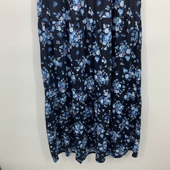 Pinup Fashion Maxi Dress Blue Floral Print Sleeveless Pockets NWT - Picture 11 of 11